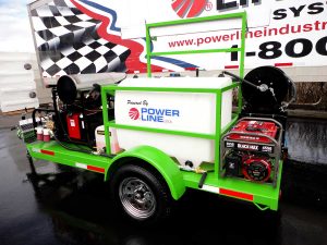 18HP Starter Power Wash Trailer Green with Addon Generator